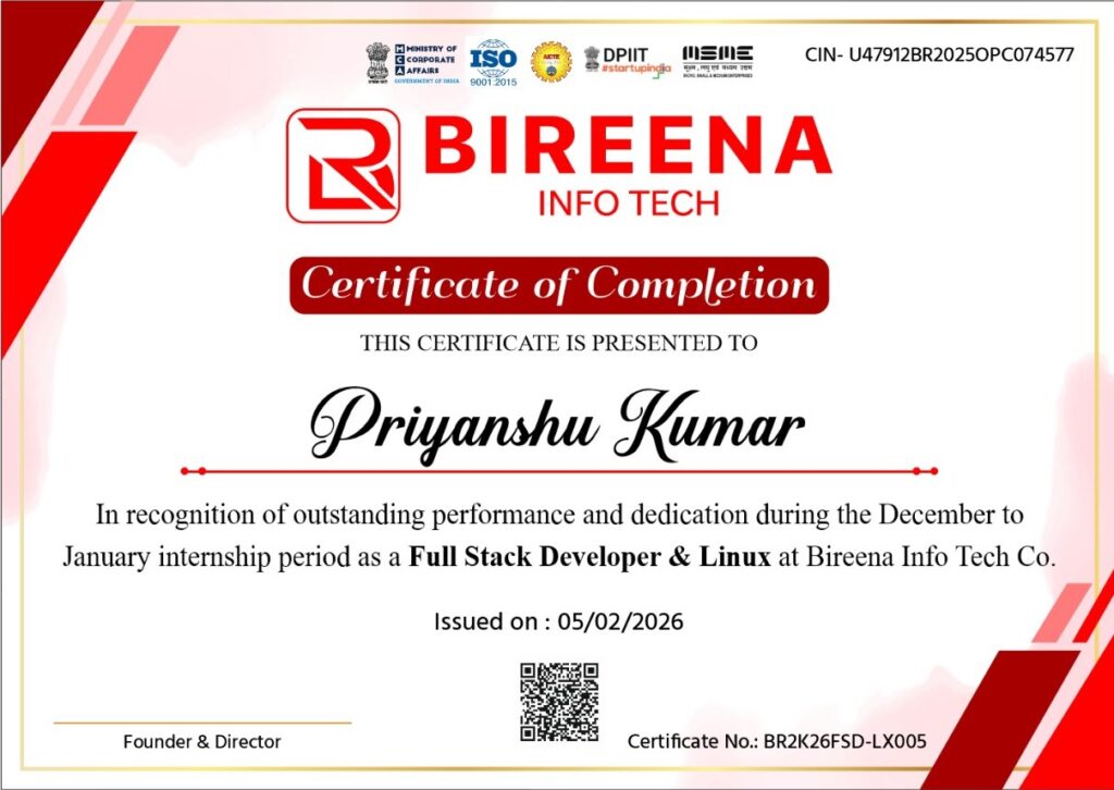 Priyanshu certificate