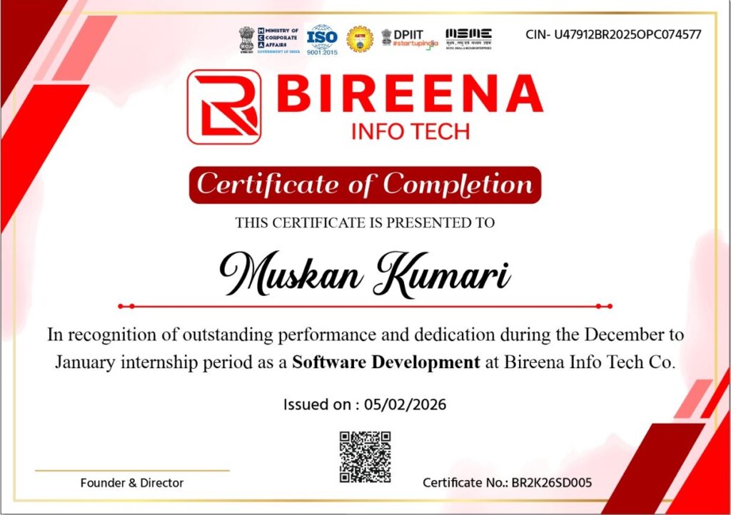 Muskan certificate